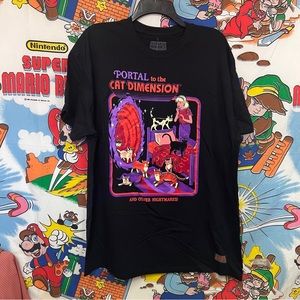 NWT Steven Rhodes Portal To The Cat Dimension Witch Craft Horror Graphic T-Shirt